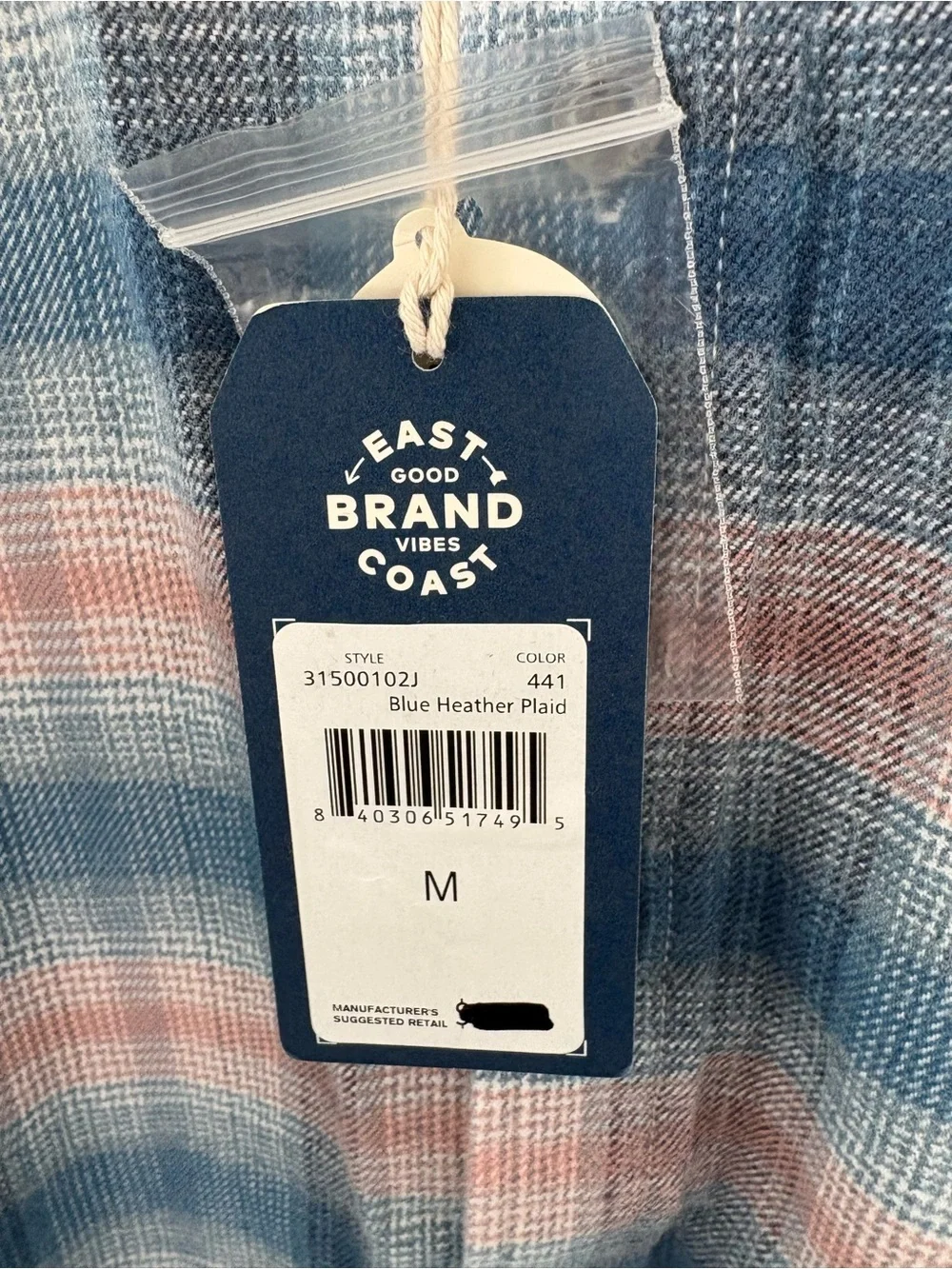 Surfside Supply Men’s Plaid Button-Down Shirt in Blue and Pink - Picture 4 of 7